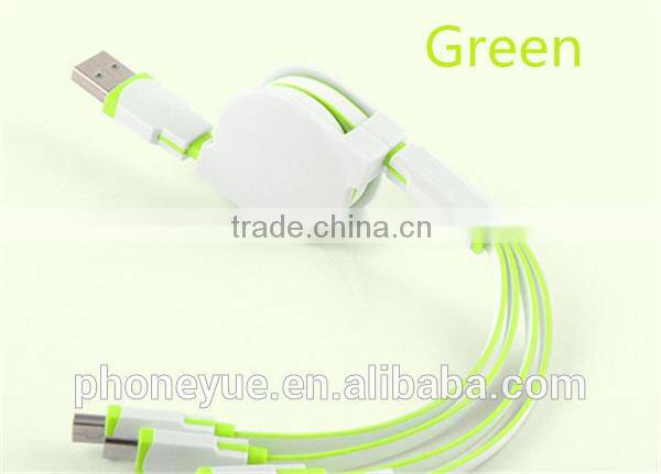 multifunctional 1m retractable 4 in 1 multi usb cable for iphone and for samsung