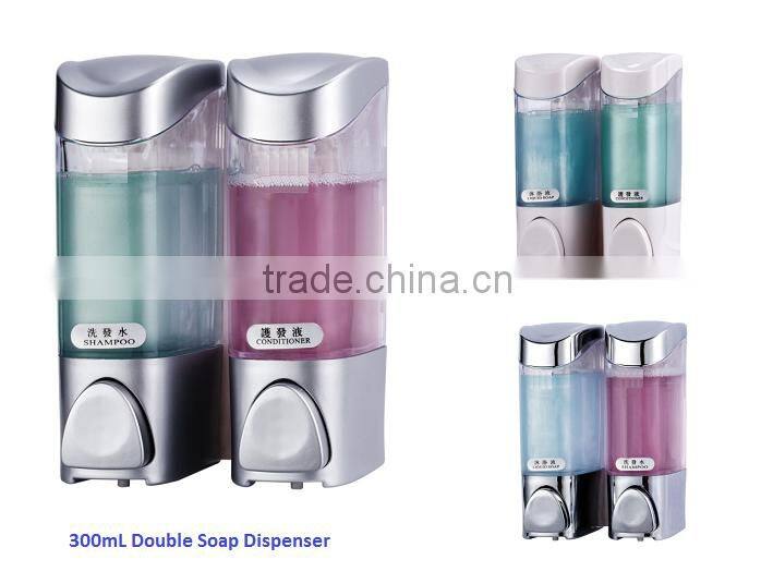 double wall mounted hospital alcohol hand sanitizer dispenser with double bottles