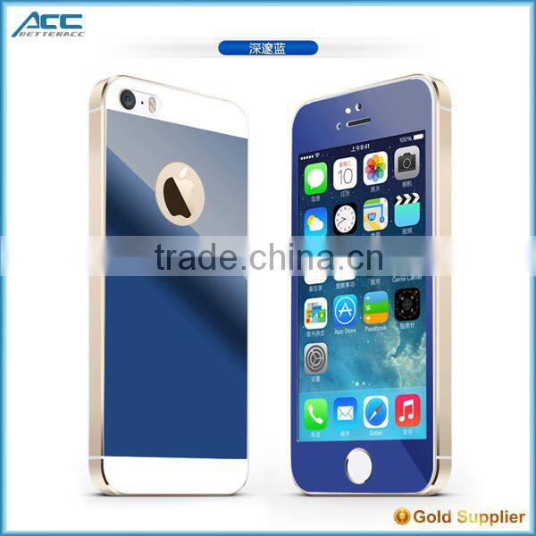 Popular Front+Back Metallic plating color tempered glass screen protector for iPhone 5 5s