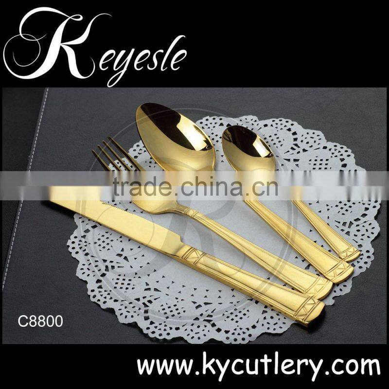 Yellow gold cutlery,dubai tableware,gold plated dinner set