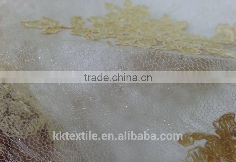 Tulle Material Gold Cording Swiss African lace for party dress