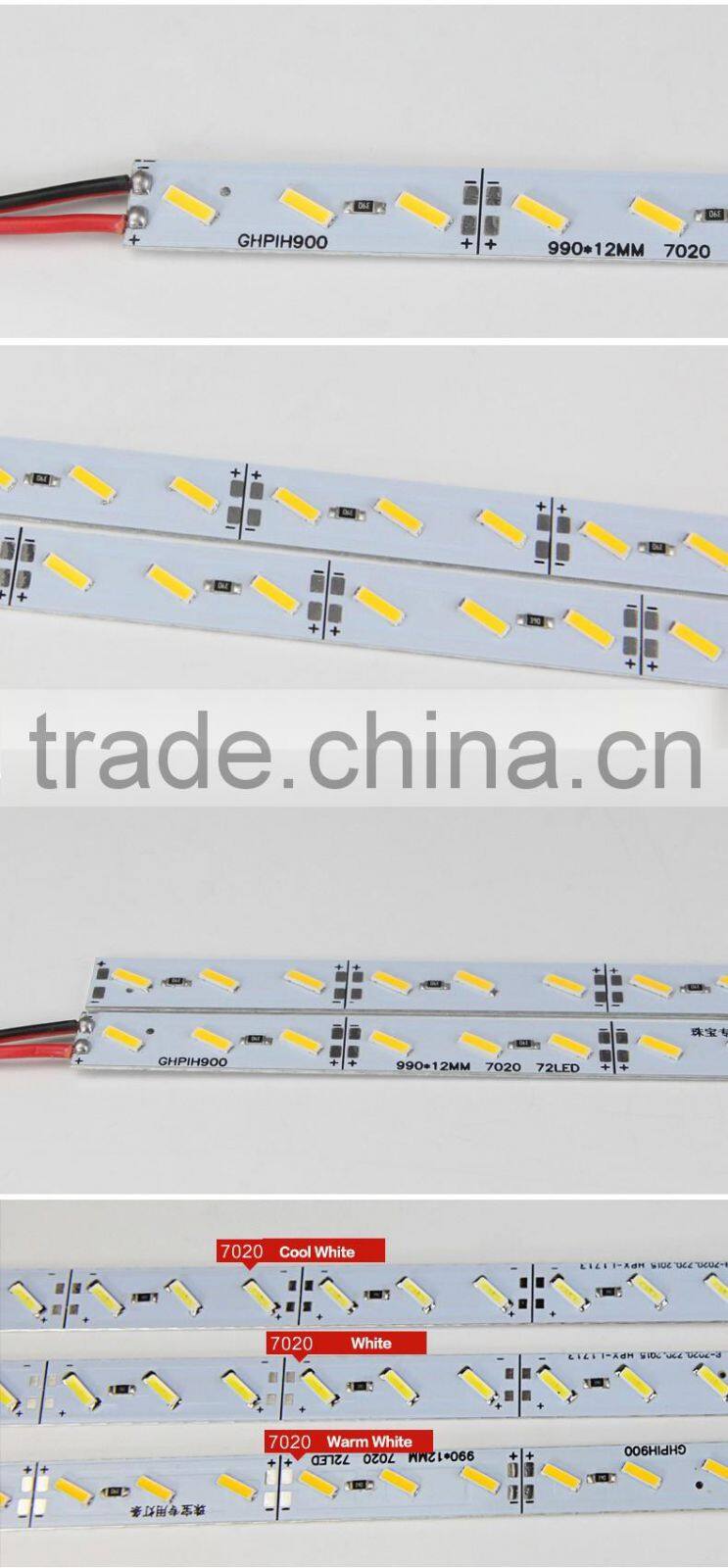 SV Dc 12V LED STRIP Super Bright 7020 72LEDs Rigid Strip white Light Two Chip Non-waterproof 12mm Width PCB 14.4W