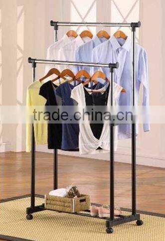 2014 new metal garment clothes rack double hanger