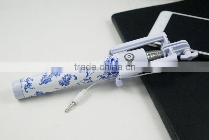 Monopod Cable Wired Selfie Stick Sefie for mobile phone camera antiskid pattern monopod