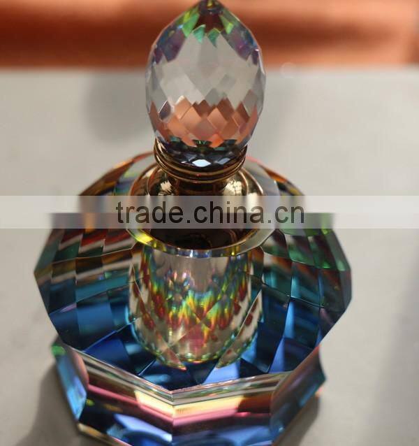 Empty Colorful Blue Crystal Perfume Bottle