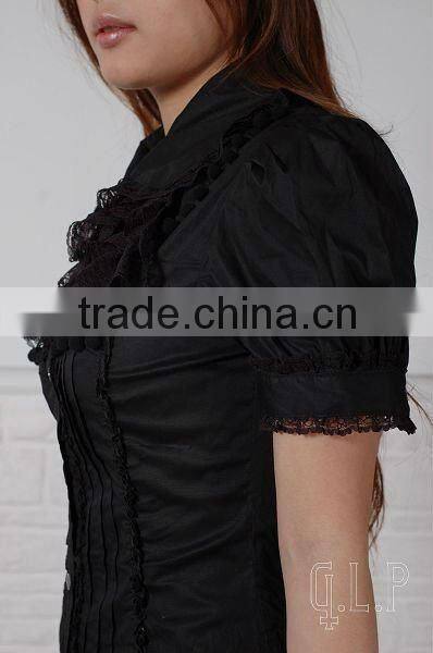 Cotton White Lace Short sleeve Cotton Lolita Blouse 81045