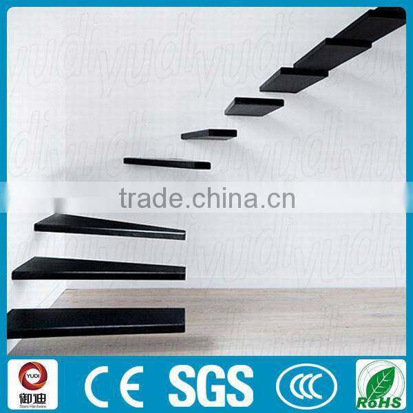 simple and modern indoor wood floating stairs