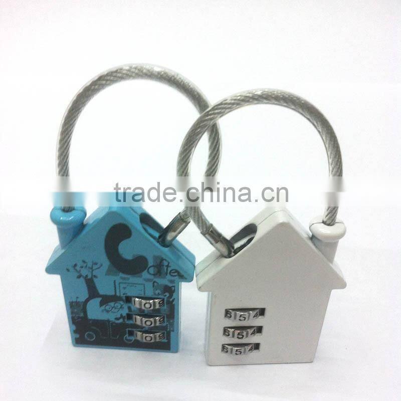 School Lovely Locker House Shaped Cable Combination Padlock