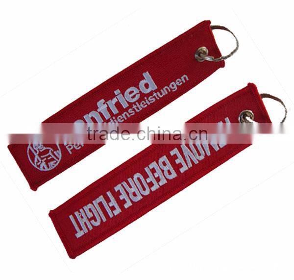 Custom Made High Quality Airlines Pilot Embroidery Jacqaurd Keyring Keychain Gift and Promotion