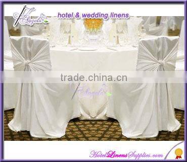 white polyester self-tie chair covers for banquet chairs in wedding decorations