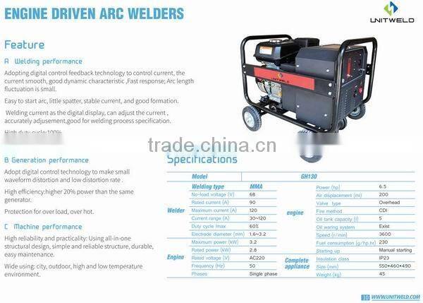 50% Power Saving Welding Machines, 5L Oil Tank Engine & Outdoor MMA Welders, Current Digital Control Feedback