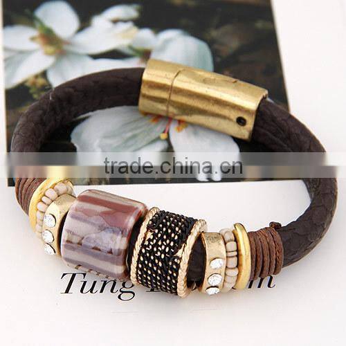 In stock marvelous gorgeous delicate leather bracelet wholesale, leather bracelet for women, cheap leather bracelets