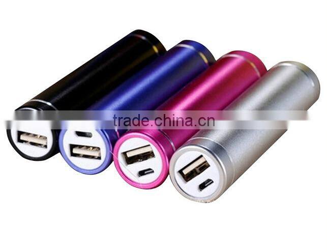 promotional metal cylinder power bank charger 1500mah,1800mah,2200mah,2600mah accept print private label