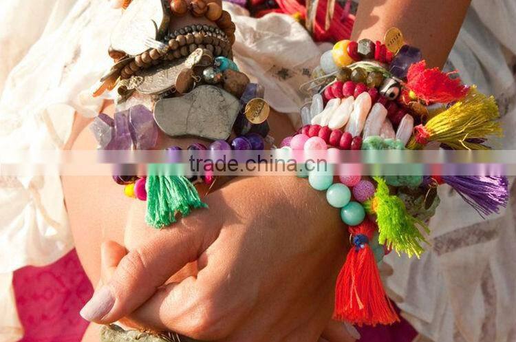 2016 Fshion rope shell chain charm tassel bracelet jewelry for wholesale