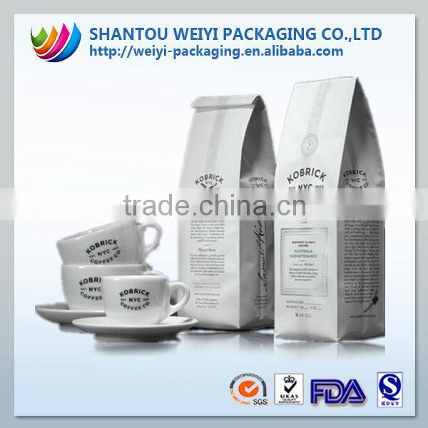 China Supplier Wholesale Flexible Middle Sealed Side Gusset coffee bean pouch with Air Valve
