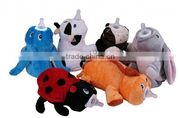 Hot Water Bottle Animal Plush Cover,Plush Baby Milk Bottle Cover,Custom Plush Cow Hot Water Bottle Cover