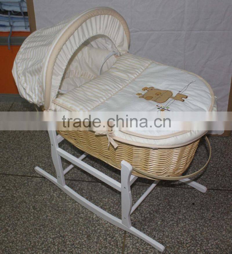 new products colourful embroidery baby moses basket moses basket stand baby wicker moses basket