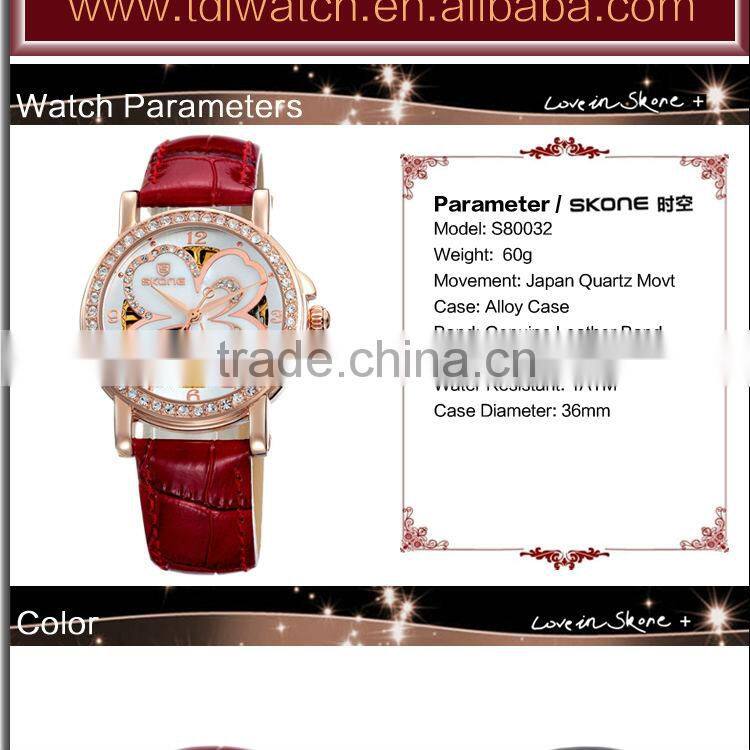 Newest Genuine Leather Skeleton Leather Wrist Watch