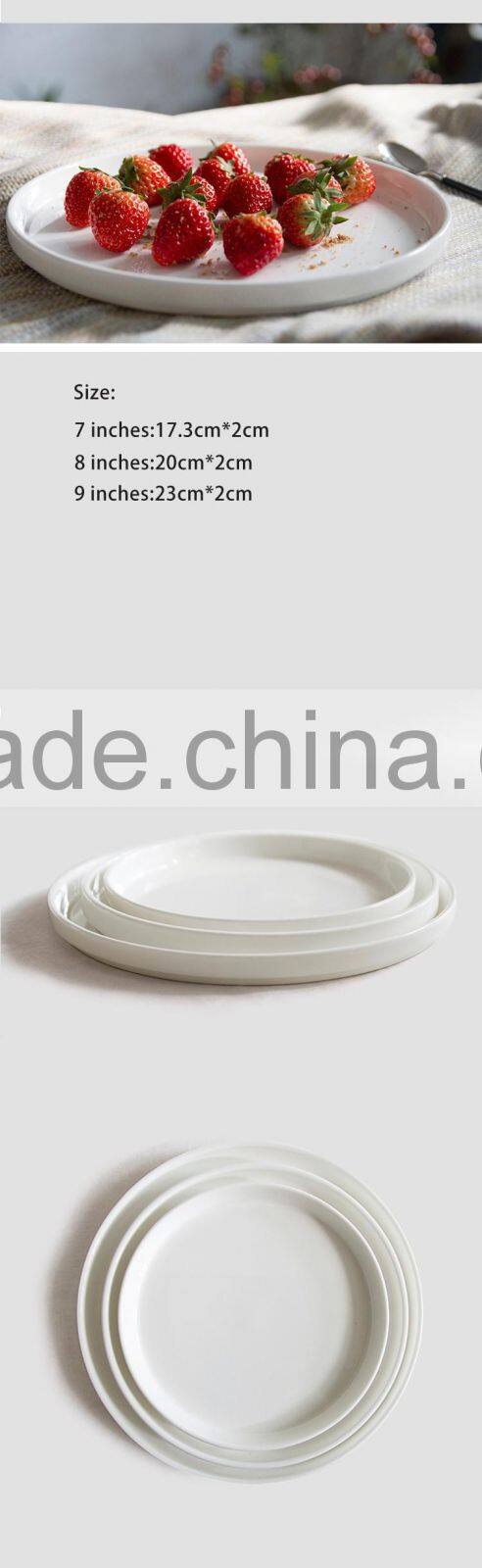 Cheap ceramic microwave round kitchen deep dish plate for home hotel