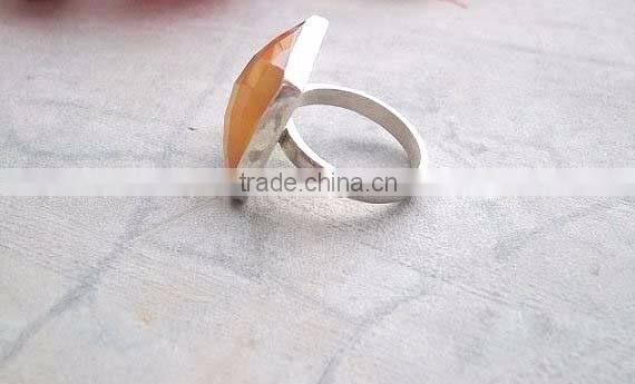 Sterling Silver Natural yellow chalcedony faceted Gemstone ring