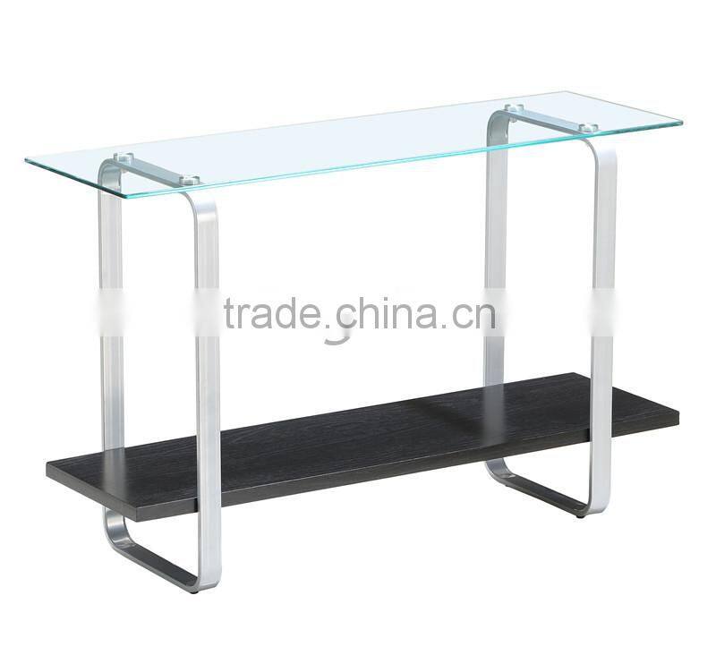 New design glass top MDF shelf coffee table