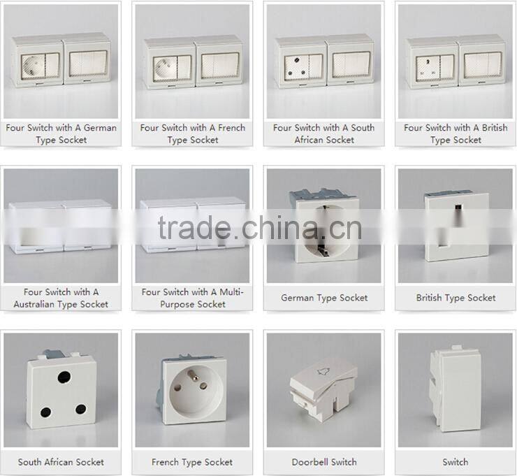 factory price CHENF Two German Socket Mini Waterproof Push Button Switch & Waterproof Push Button Switch(CF-2SR)