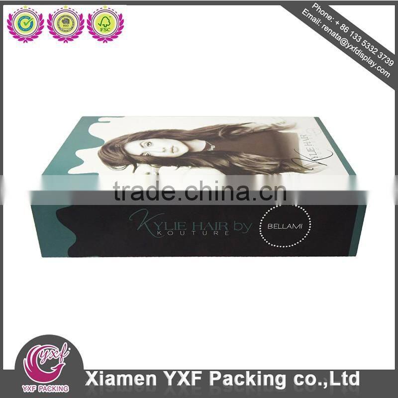 Gold shiny purple glossy finished hair extension packaging box