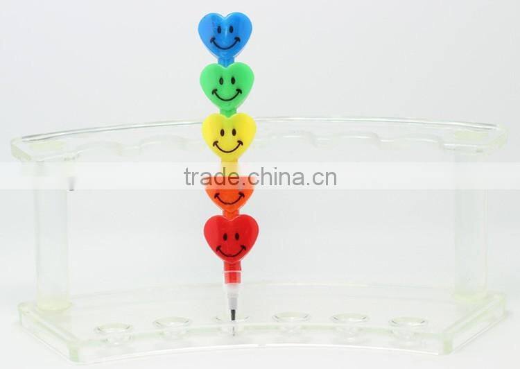5PCS heart shape Stackable coloring pencils stockable coloring pen