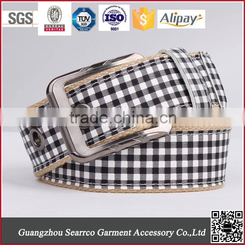 South korea multi colors ladies stretch woven belt with leather