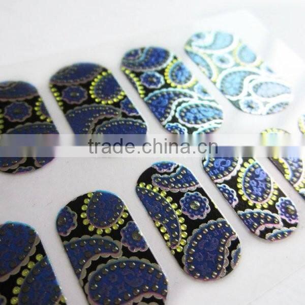Custom sliver star metallic 2d nail wrap rhinestone nail sticker manufacturer 20 tips/sheet with test EN71-3