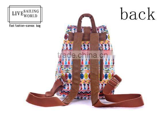 100% factory whole sale floral fancy ladies canvas backpack