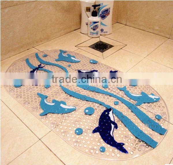 Transparent pvc bathtub mat with suction cup