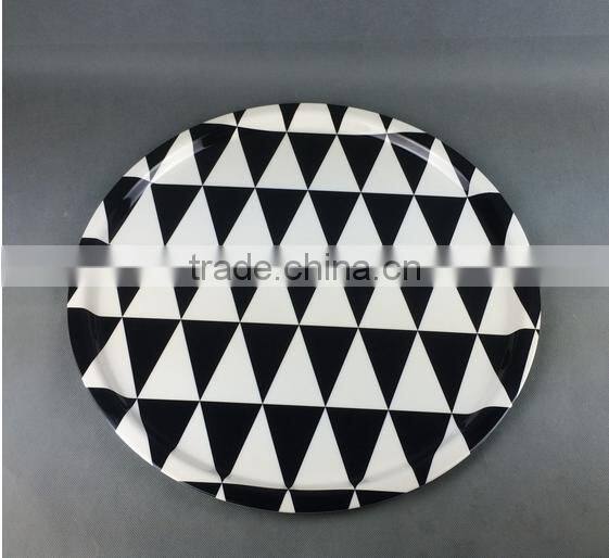 Rhombus black and white melamine plate