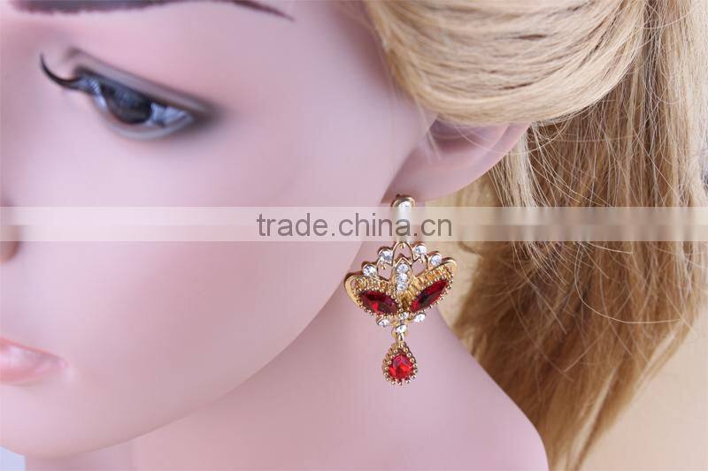 New Product 2015 Fashion Women Vintage Red Bridal Earrings
