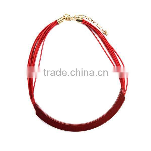 2014 Fashion brass tube necklace in matt gold