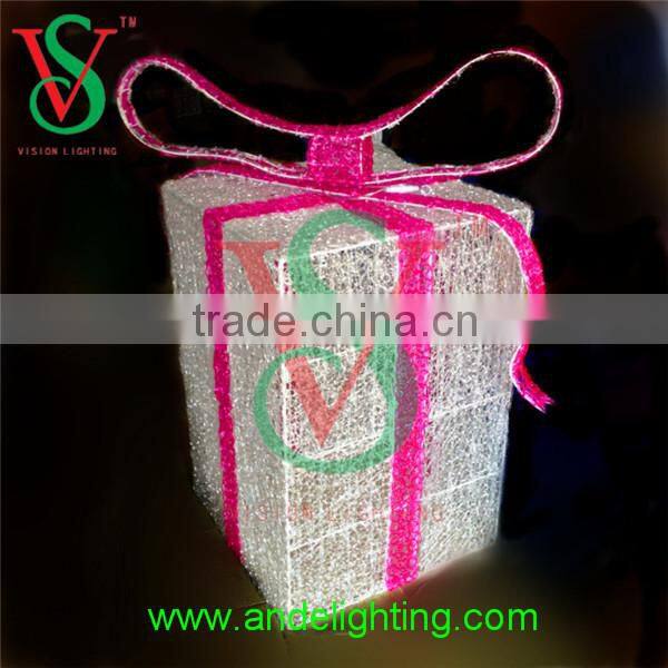 China supplier ABS motif light new sculpture gift box light Christmas ornament