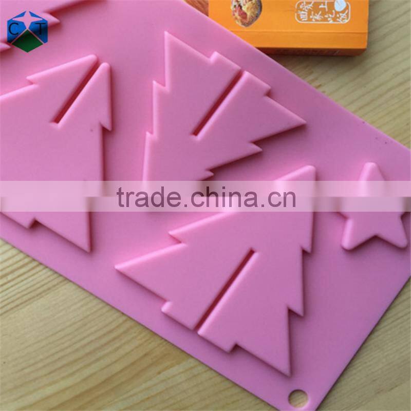 CTBED045 Christmas Gift New 3D Christmas Tree Mould Star Silicone Chocolate Mold Insert Set Up Christmas Trees