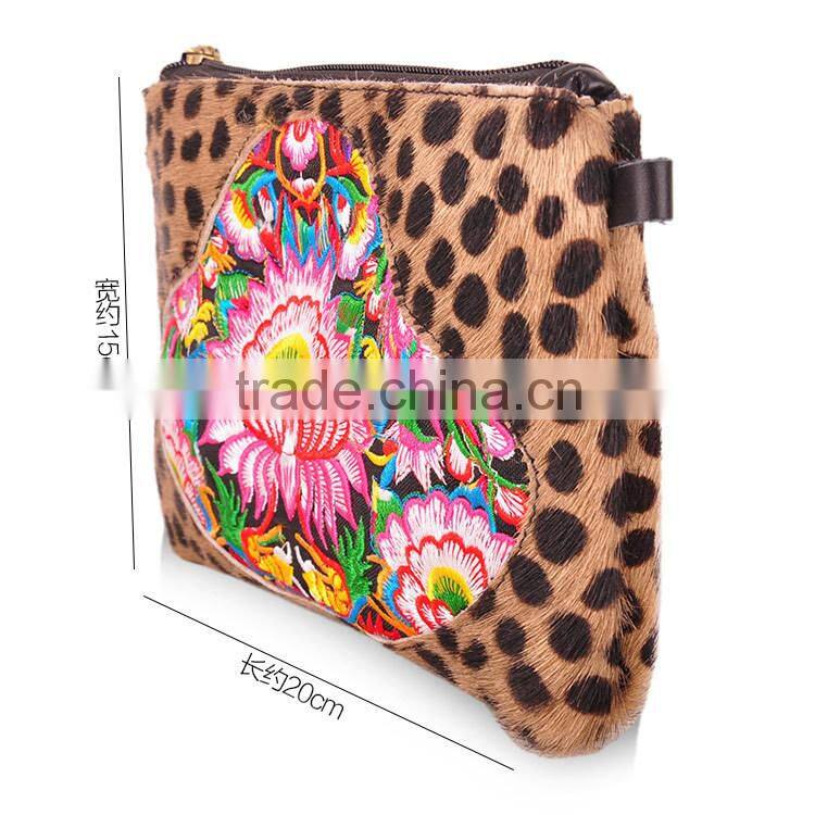 2016 New Style ethnic embroidery bag leopard print messenger bag