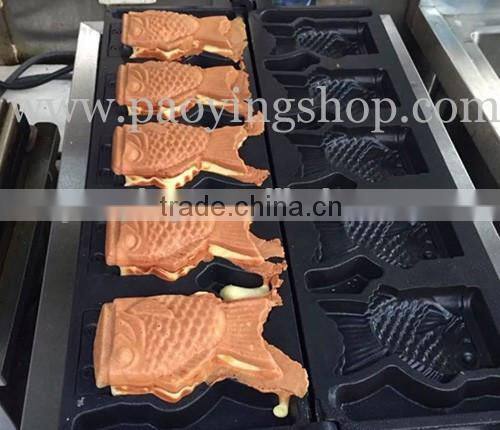 (2 in 1) 5pcs Fish Waffle Commercial Use Non-stick LPG Gas Icecream Taiyaki Machine + Batter Dispenser