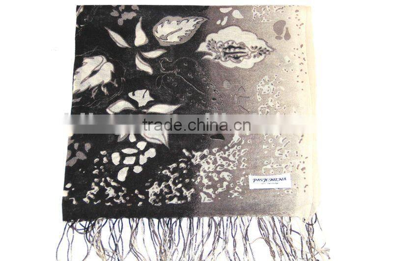 mercerized wool printed pashmina shawls