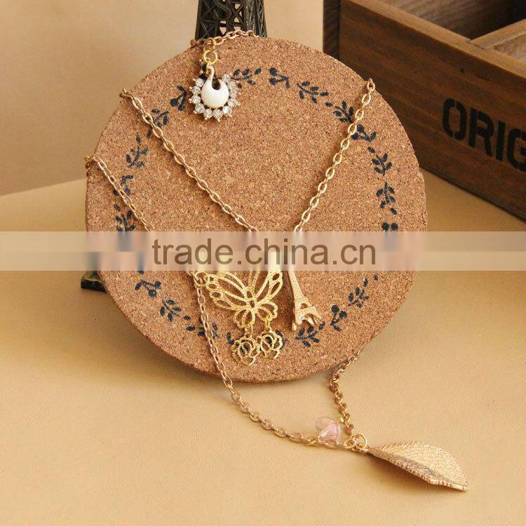 MYLOVE Fashion gold plated necklace cute butterfly leaf pendant long polo chain sweater necklace HOT MLSC-17
