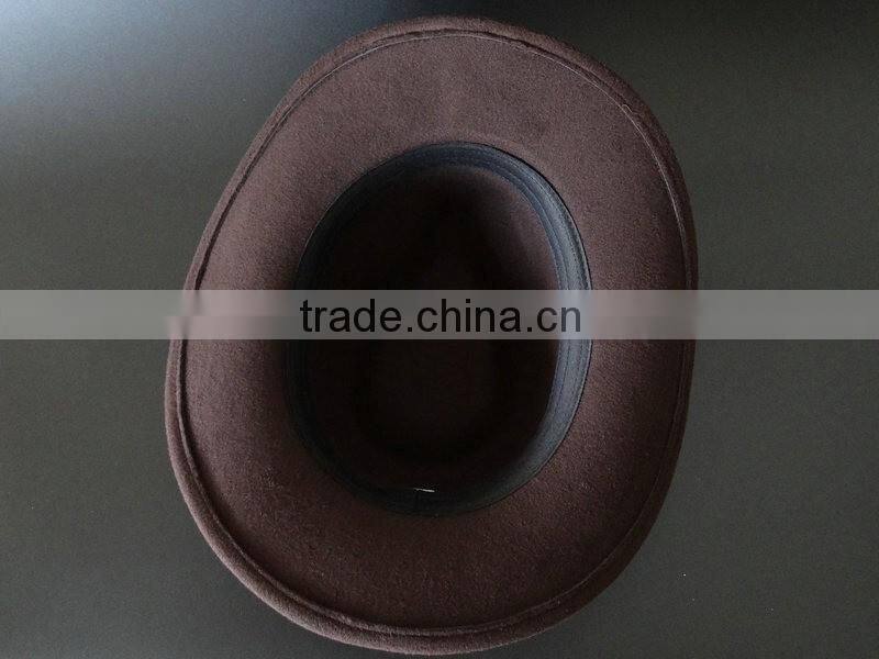 Plain Dyed Pattern and 100% Wool Material cowboy hat with string