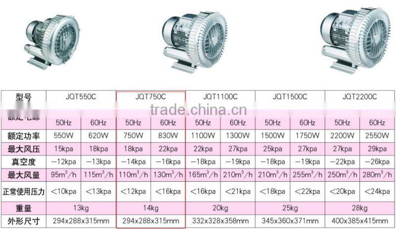 250W Single Stage Single Phase High Pressure air ring blower pump