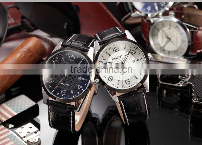 AGENTX Men's Japan Quartz High Quality Soft Genuine Leather Band Watch