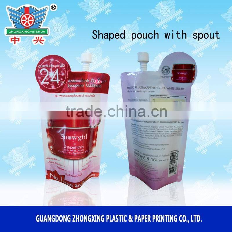 5g cosmetic bag of shaped stand up pouch with spout
