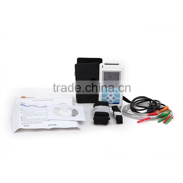 OEM 3-lead Color LCD Holter 24-hours recorder System ecg holter monitor with Software-Cardioscope