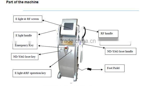 Hair removal skin care e light +rf +yag laser beauty salon equipment