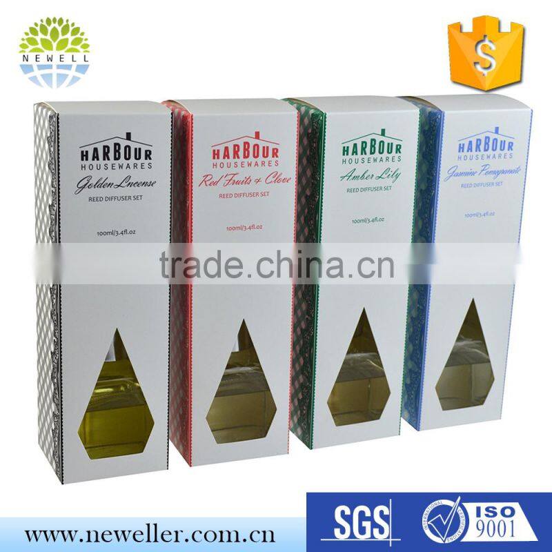 Different packing lovely square glass reed diffuser with bottle