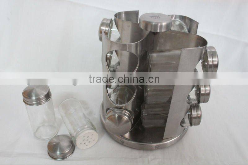 13pcs revolving glass spice set