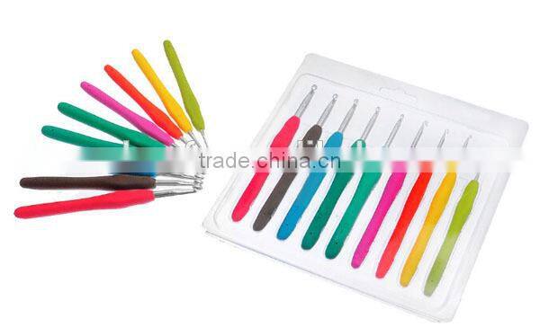 Amazon Hot Sale Aluminum Crochet hook , Soft handle crochet hook set